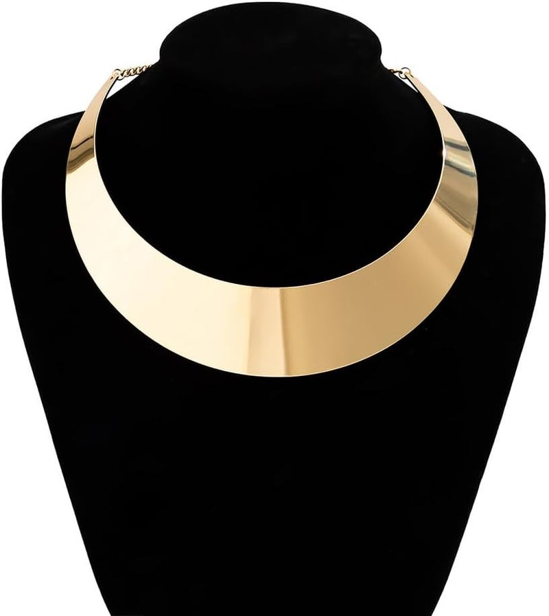 Hewill Store Chunky Gold Necklace Big Statement Chunky Necklace for Women African Tribe Wide Metal Choker Necklaces Jewelry - Image 3